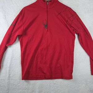 Spyder Men's Half Zip Mock Neck Long‎ Sleeve Sweatshirt Red Medium
